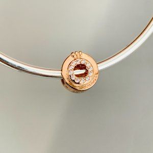 NEW Authentic Pandora Open Center Pave Crown O Charm / Pandora Bracelet
